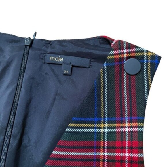 Maje Iris Plaid Skirt Overlay Romper Size XS - Picture 4 of 9